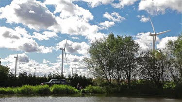 Windfarm & Angler Fishing, Lissett Airfield Wind Farm, England