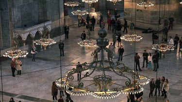 Chandeliers Inside Haghia Sophia Mosque, Sultanahmet, Istanbul, Turkey