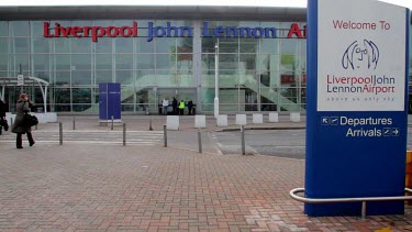 People Walking To Departures, John Lennon Airport, Liverpool, England