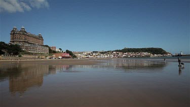 Grand Hotel, Beach, Castle & Lighthouse, South Bay Scarborough, England