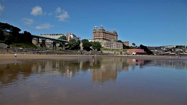 Spa Footbridge & Grand Hotel, South Bay Scarborough, England