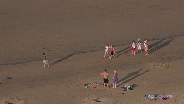 People Walking On Beach, Saltburn-By-The-Sea, North Yorkshire, England