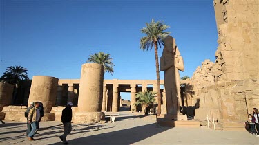 Toursit Group At Colossus Of Ramses Ii, Temple Of Amun, Karnak, Luxor, Egypt