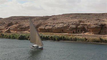 Felucca In Full Sail, River Nile, Egypt, North Africa