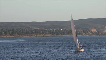 Felucca In Full Sail, River Nile, Egypt, North Africa