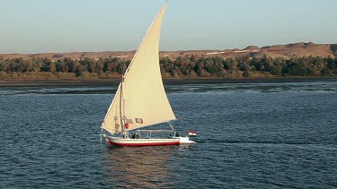 Felucca In Full Sail, River Nile, Egypt, North Africa