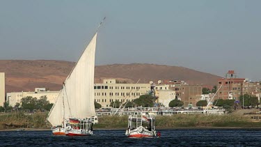 Feluccas & Tourist Boats On River Nile, Aswan, Egypt