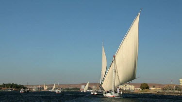 Feluccas & Tourist Boats On River Nile, Aswan, Egypt