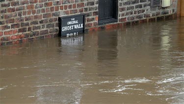 The River Ouse & Ghost Walk Sign, City Of York, England