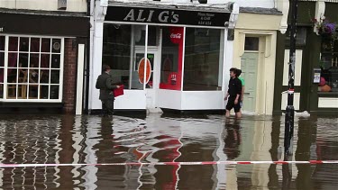 Floodwater Covers Tower Street And Floods Properties, City Of York, England