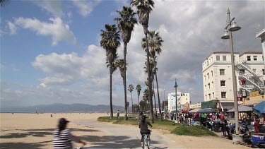 Cycle Path & Venice Boardwalk, Venice Beach, Venice, California, Usa