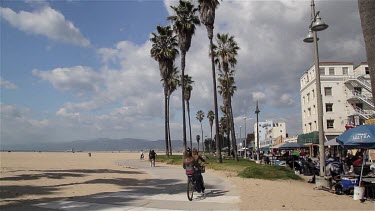 Cycle Path & Venice Boardwalk, Venice Beach, Venice, California, Usa