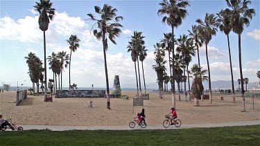 Cycle Path & Venice Boardwalk, Venice Beach, Venice, California, Usa