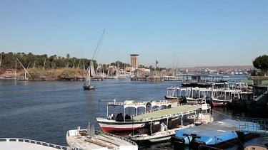 Ferry Boats & Felucca, River Nile, Aswan, Egypt