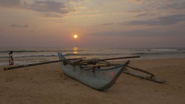 Fibreglass Fishing Boat & Sunset, Bentota Beach, Sri Lanka