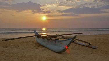Fibreglass Fishing Boat & Sunset, Bentota Beach, Sri Lanka