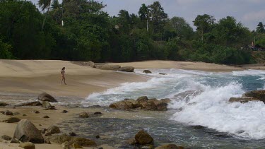 Woman On Indian Ocean Beach, Tangalle, Sri Lanka