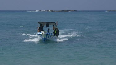 Diving Boat Returns To Shaw, Unawatuna, Sri Lanka