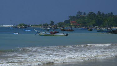 Fishing Boats In Bay, Weligama, Sri Lanka, Asia