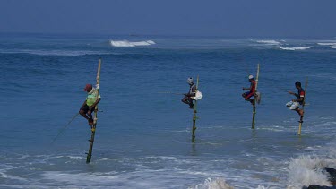 Stilt Fishermen & Indian Ocean, Midigama, Sri Lanka