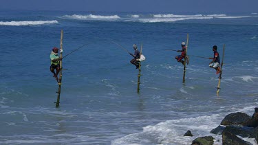 Stilt Fishermen & Indian Ocean, Midigama, Sri Lanka