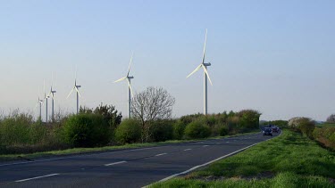 Wind Turbines Near Road, Lissett, Easy Yorkshire, England