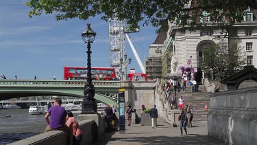 London Eye & Westminster Bridge, South Bank, London, England