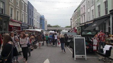 Market Stalls & Shoppers, Portobello Road, London, London England