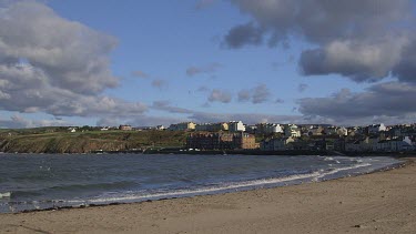Irish Sea, Beach & Shore Road, Peel, Isle Of Man, British Isles