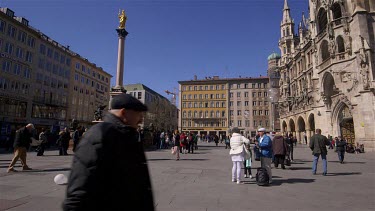 Mariensaule & Gold Virgin Mary, Marienplatz, Munich, Germany