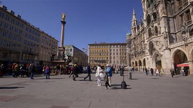 Mariensaule & Gold Virgin Mary, Marienplatz, Munich, Germany