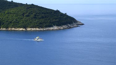Ferry Sailing Past Lokrum Island, Dubrovnik, Croatia