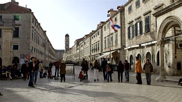 Placa Street Scene & Franciscan Monastery, Old Town, Dubrovnik, Croatia