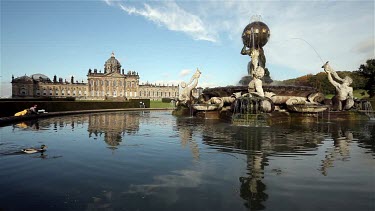 Castle Howard, Atlas Fountain & Mallard Duck, Malton, North Yorkshire, England