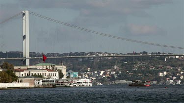 Bosphorus Bridge & Red Ferry, Istanbul, Turkey