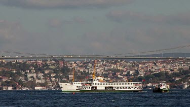 Passenger Ferries & Bosphorus Suspension Bridge, Istanbul, Turkey