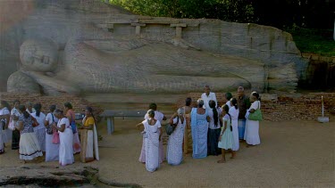 Tourists At Cross Armed & Sleeping Buddha, Polonnaruwa, Sri Lanka