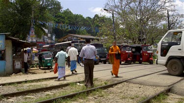 Traffic At Railway Crossing, Peradeniya, Sri Lanka