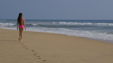 Woman Walks Into Indian Ocean, Bentota, Sri Lanka