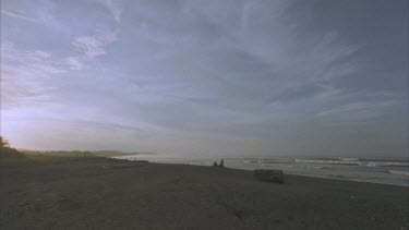Empty desolate beach with dramatic sky