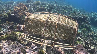 Fish trap on the ocean floor