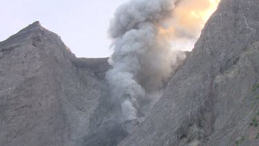 Close up of Komba volcano erupting