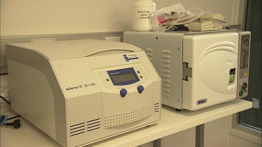 Laboratory Equipment: Sigma 3-16L Centrifuge and Siltex Machine