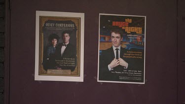 Posters for shows outside a theatre