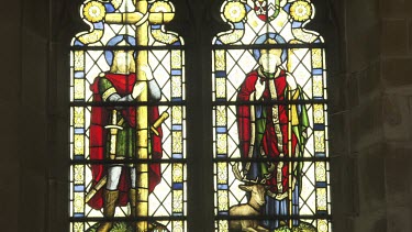 Stained glass windows in a church