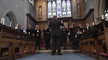 Choir singing in a church