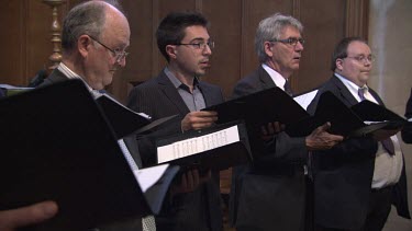 Choir singing in a church