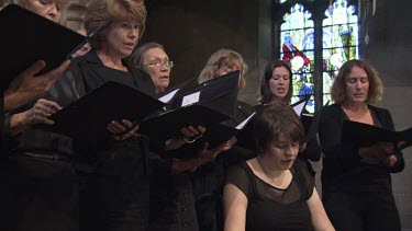 Choir singing in a church