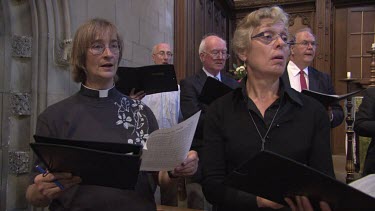 Choir singing in a church