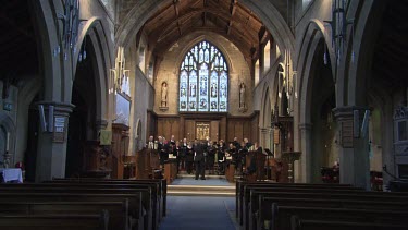 Choir singing in a church